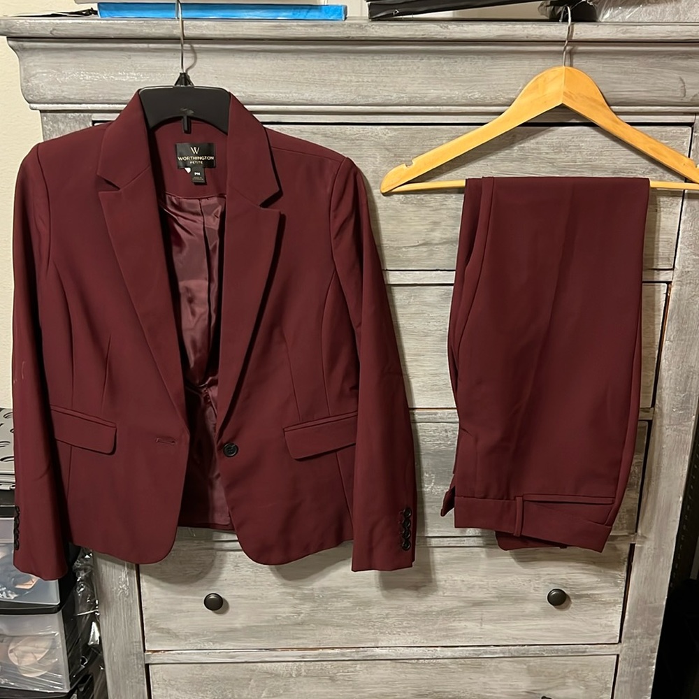 Maroon pantsuit wide leg